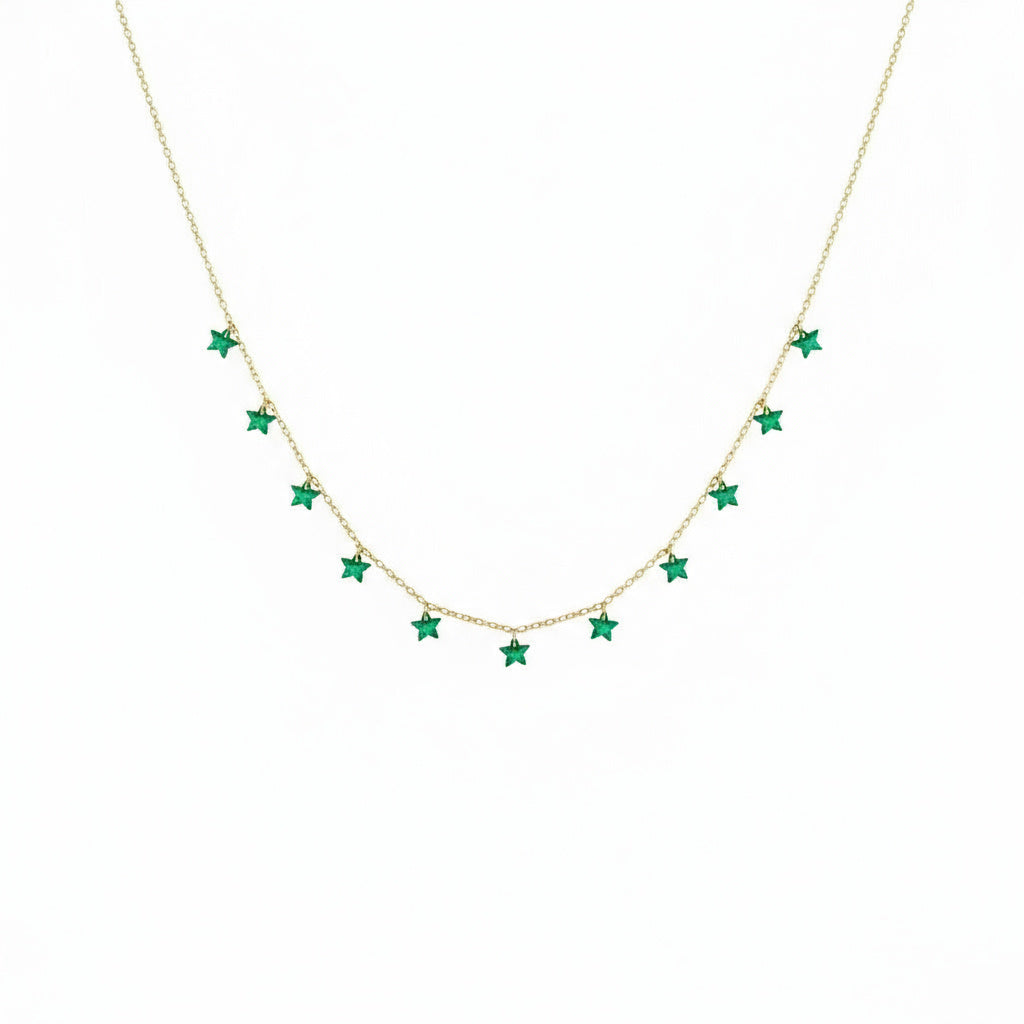 Golden Green Star Necklace - B162