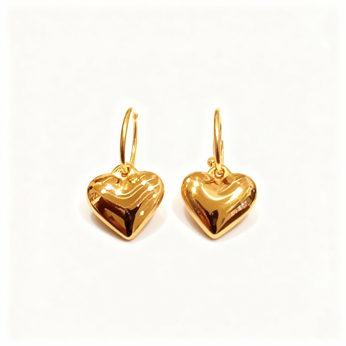 Golden Heart Hoop Earrings - B613