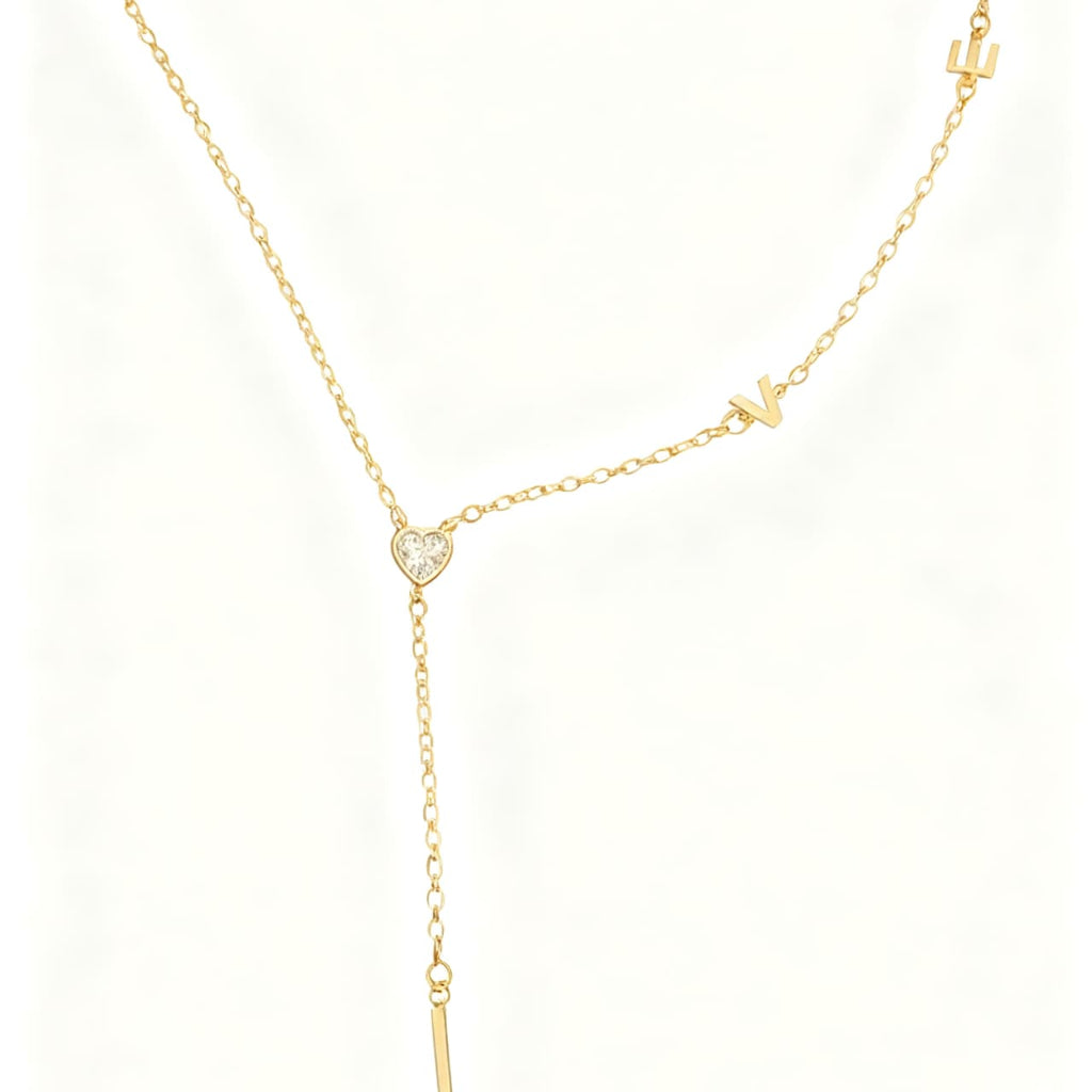 Golden Heart Lariat Necklace - B245