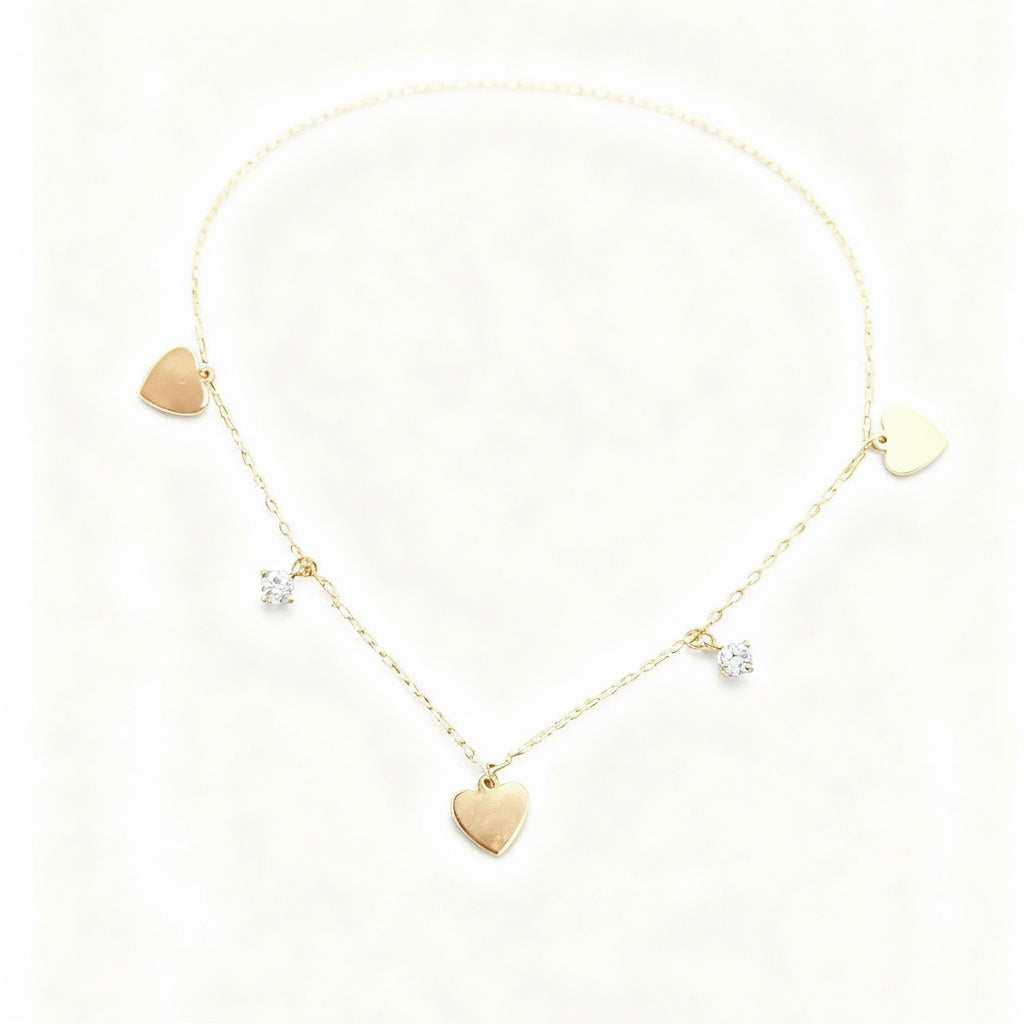 Golden Hearts & Sparkle Necklace - B298