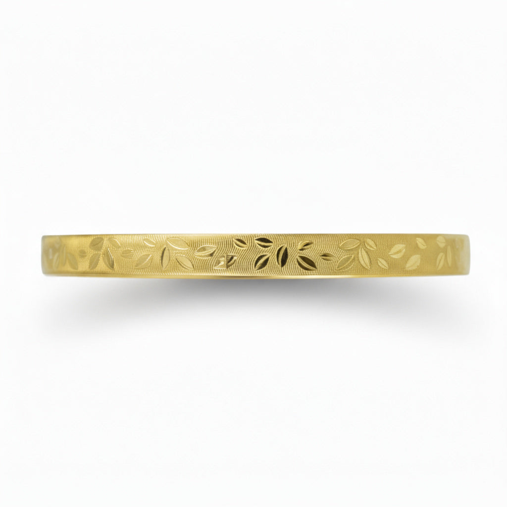 Golden Leaf Engraved Bracelet - B033