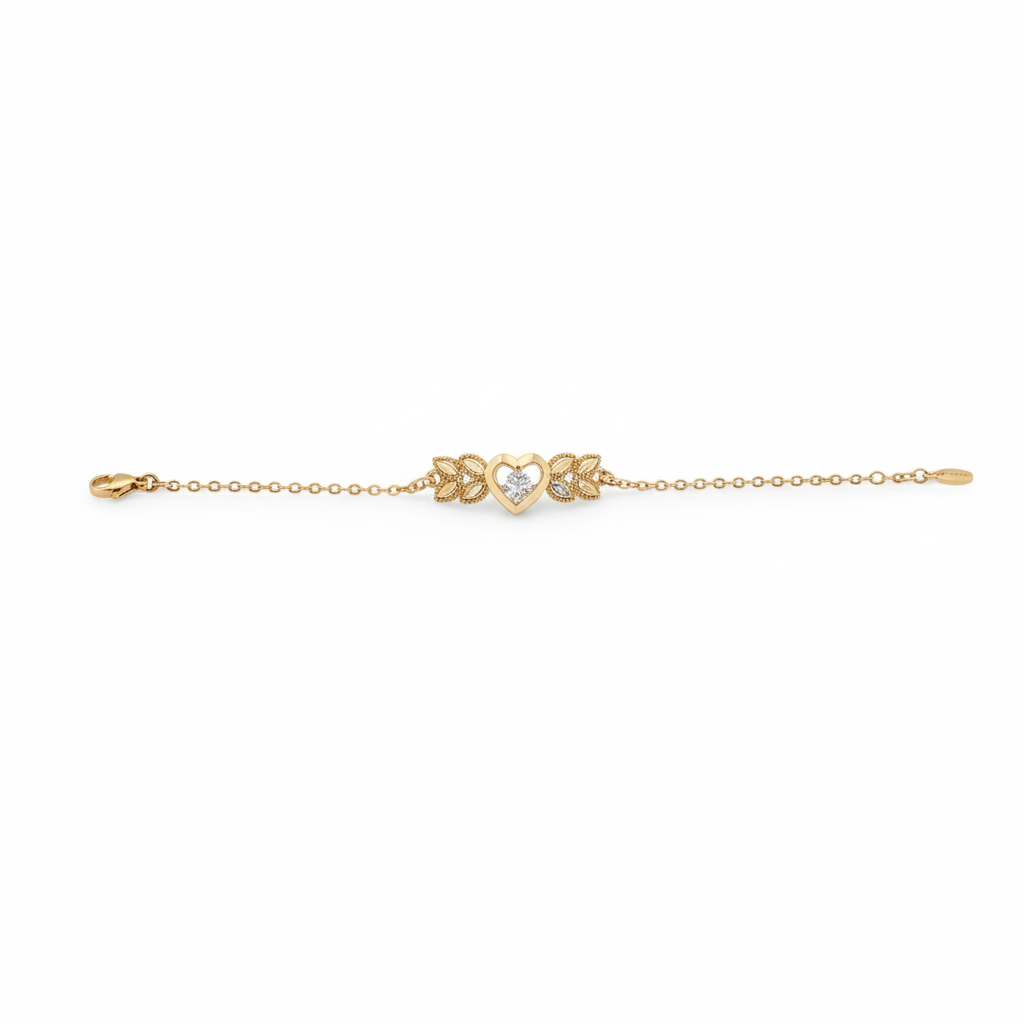Golden Leaf Heart Bracelet - B434