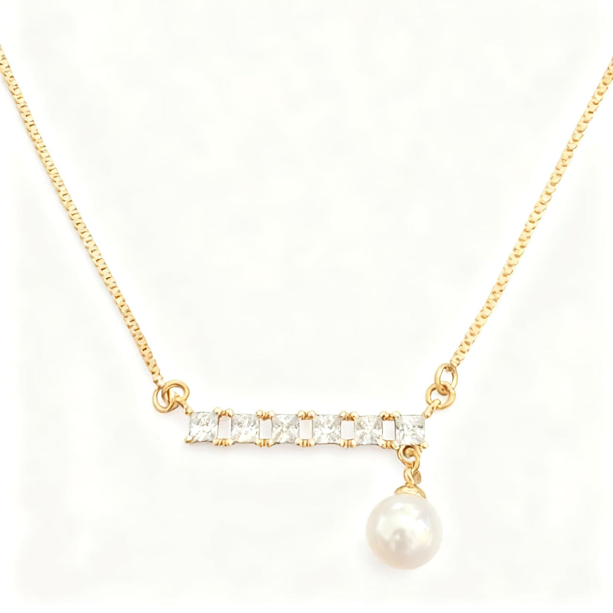 Golden Pearl Bar Necklace - B252