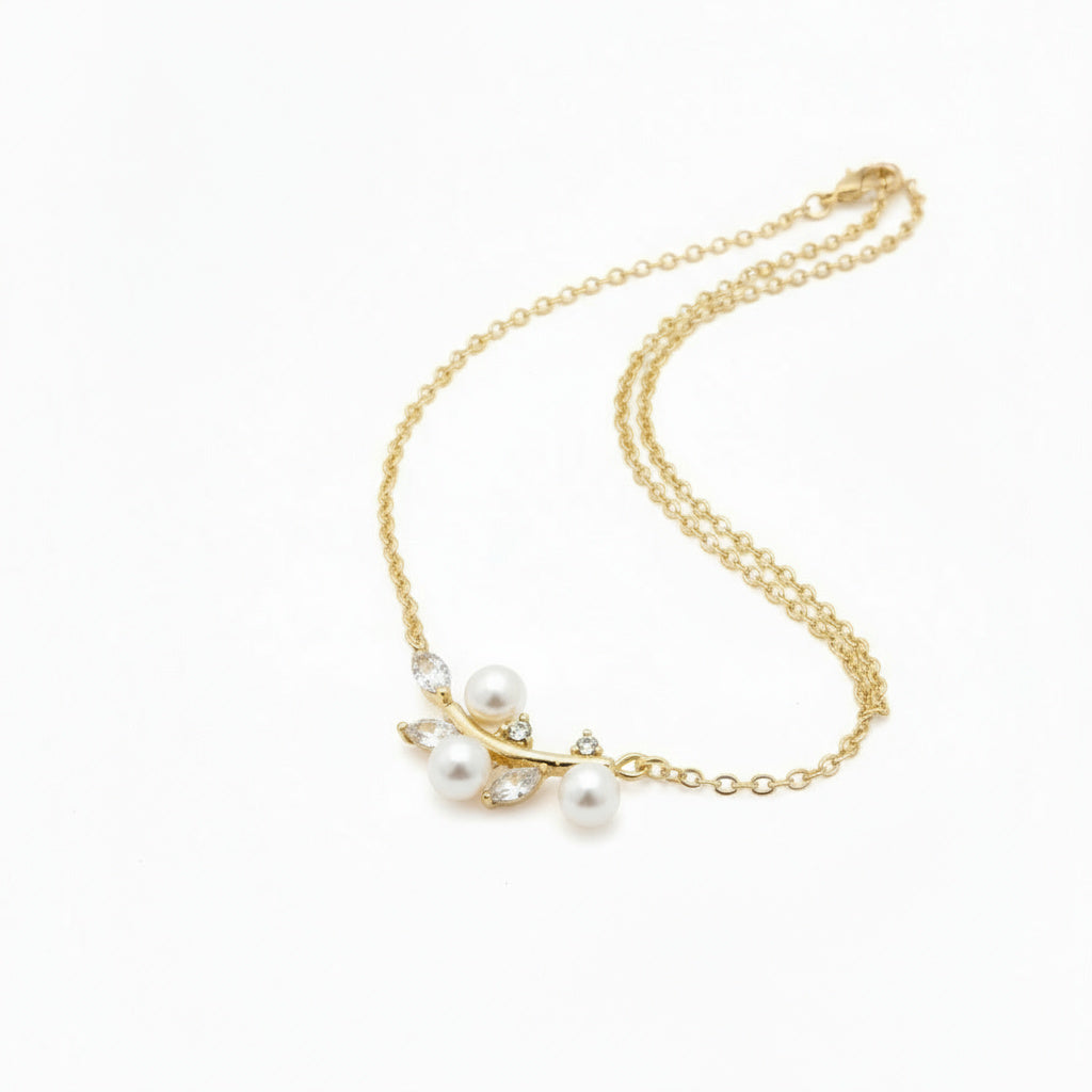 Golden Pearl Blossom Necklace - B206