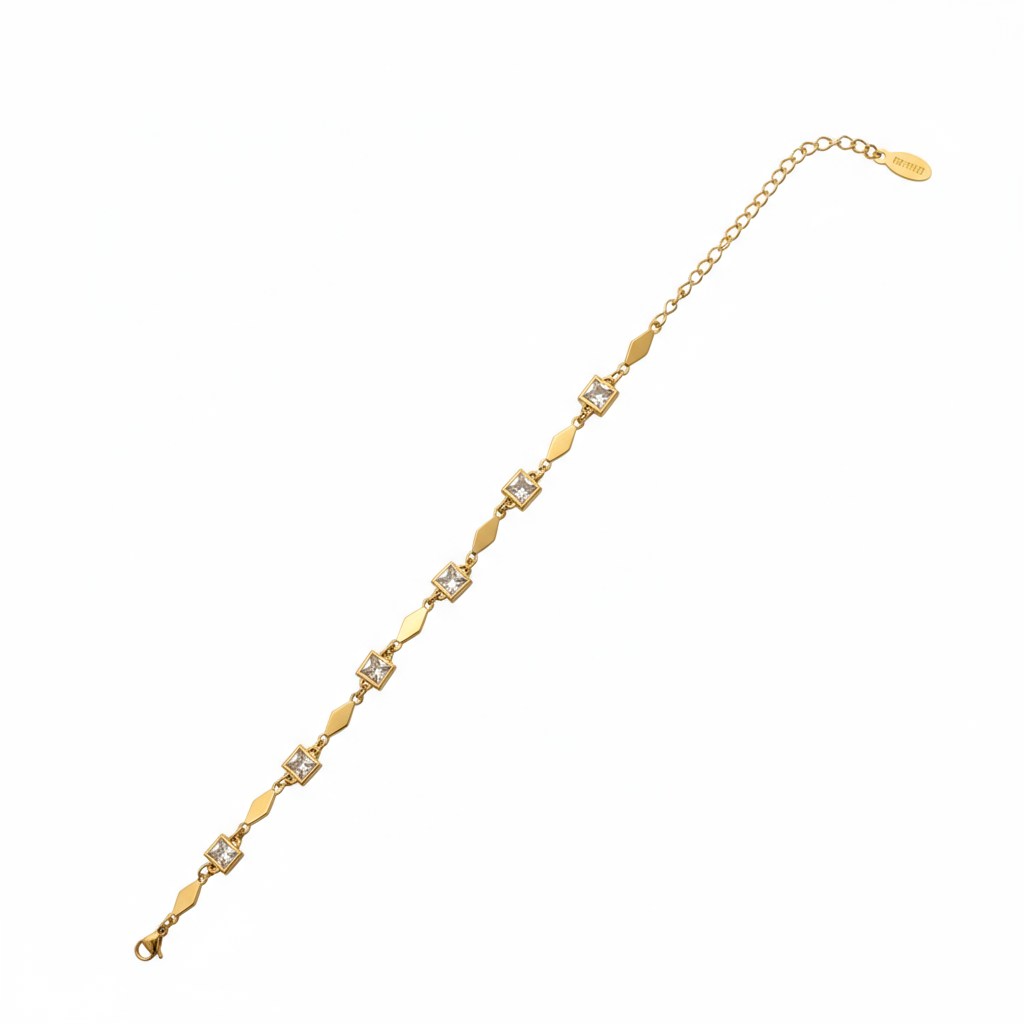 Golden Petal Crystal Bracelet  - B423