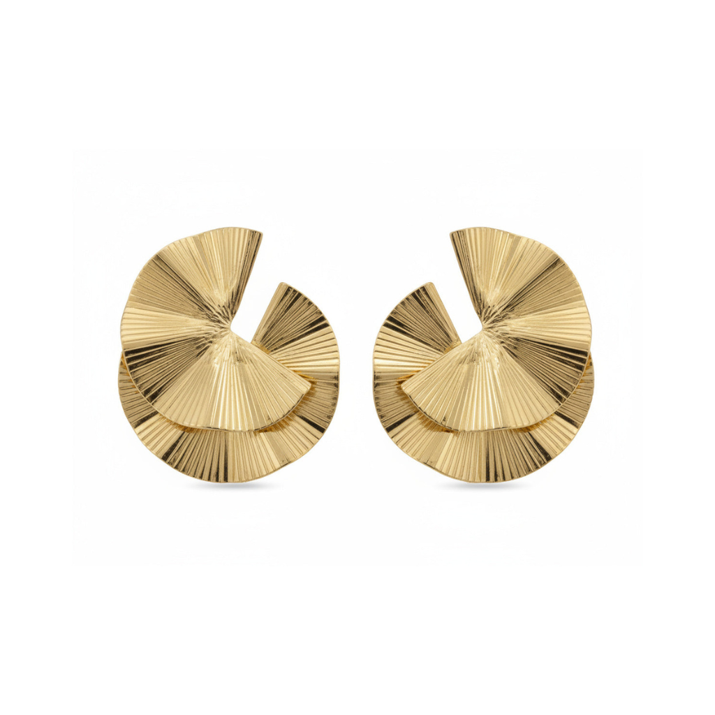 Golden Ripple Fold Earrings - B403