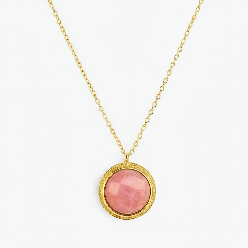 Golden Rose Quartz Pendant Necklace - B217