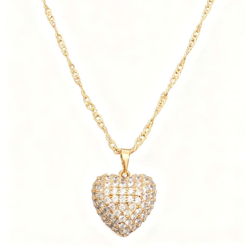 Golden Sparkle Heart Pendant - B247