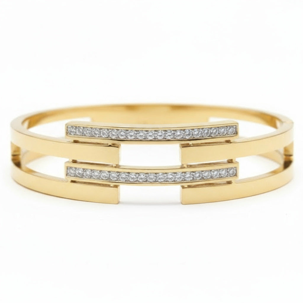 Golden Sparkle Hinge Bracelet - B198