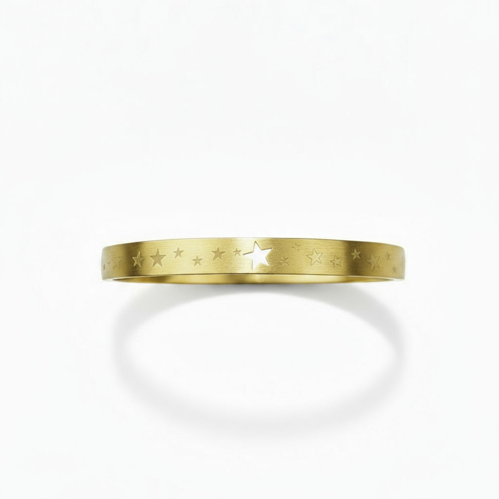 Golden Star Engraved Bracelet - B039