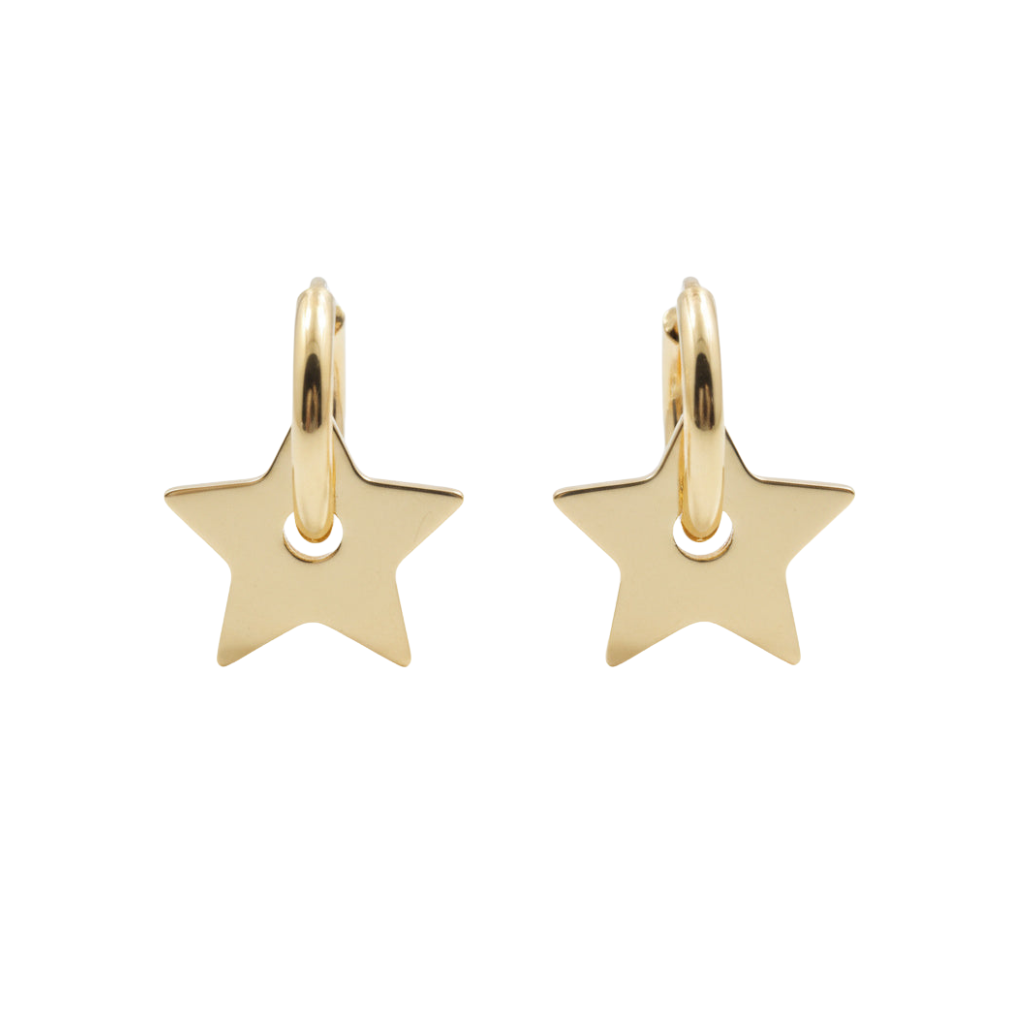 Golden Star Hoop Earrings - B363