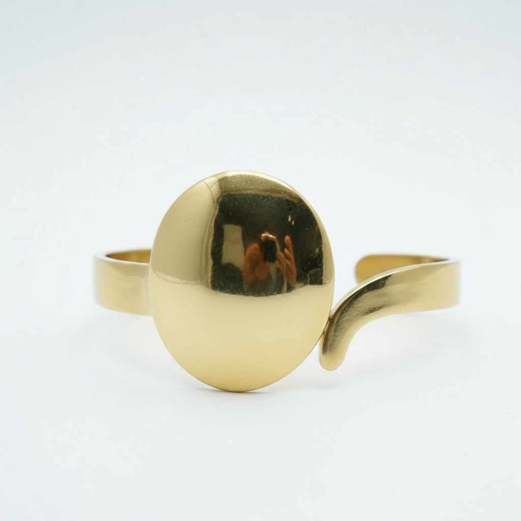 Golden Statement Curve Cuff Bracelet - B196