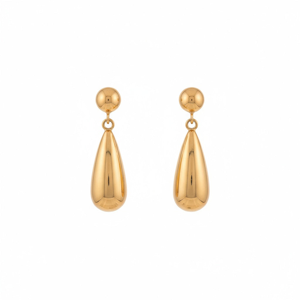 Golden Teardrop Dangle Earrings - B710