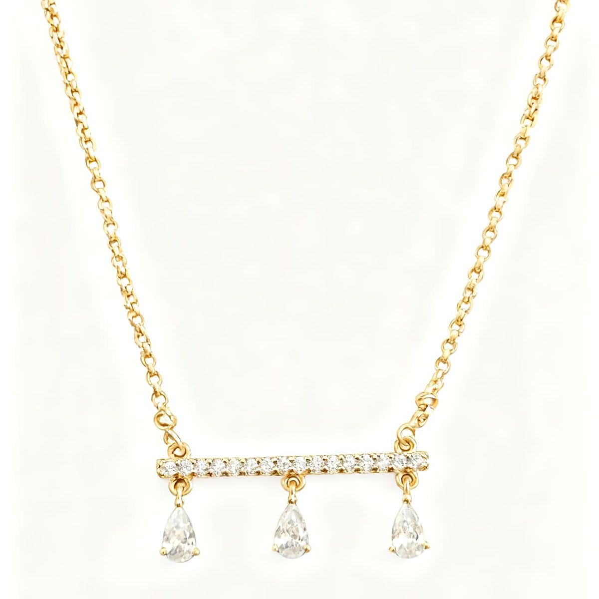 Golden Triple Drop Bar Necklace - B249