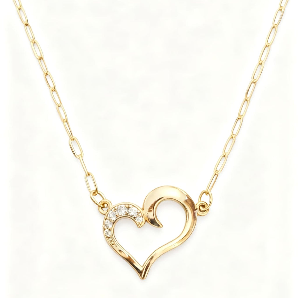 Golden Twirl Heart Necklace - B248