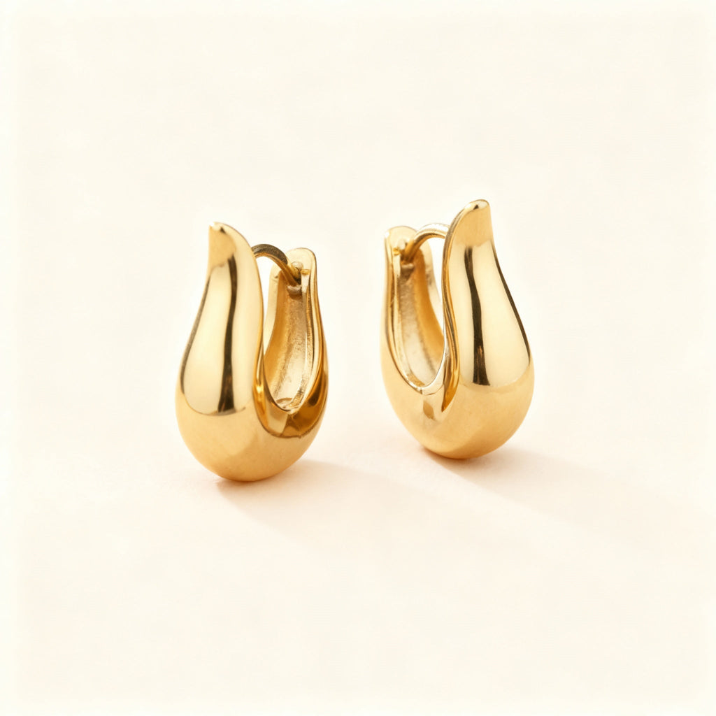 Golden Wave Hoop Earrings - B359