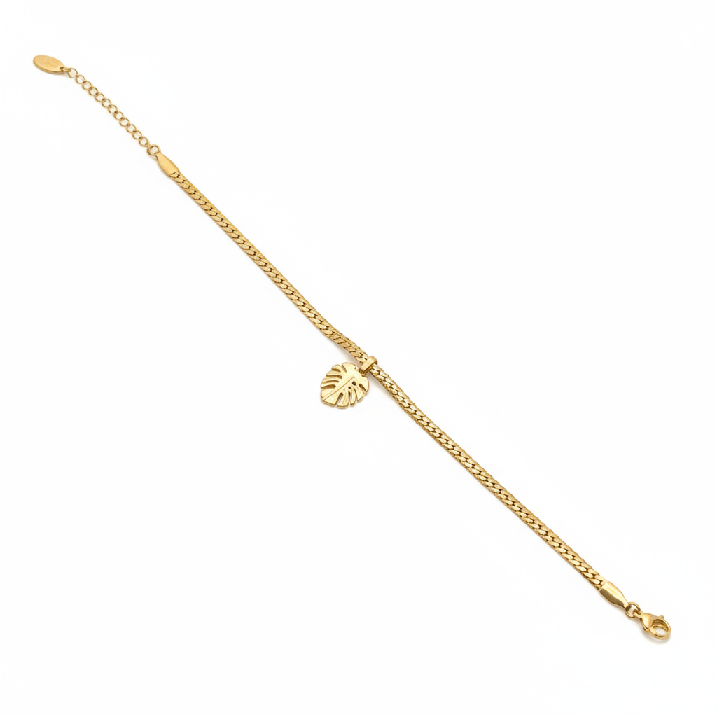 Golden Whisper Leaf Bracelet - B516