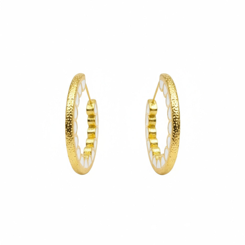 Golden Artistic Hoop Earrings - B317
