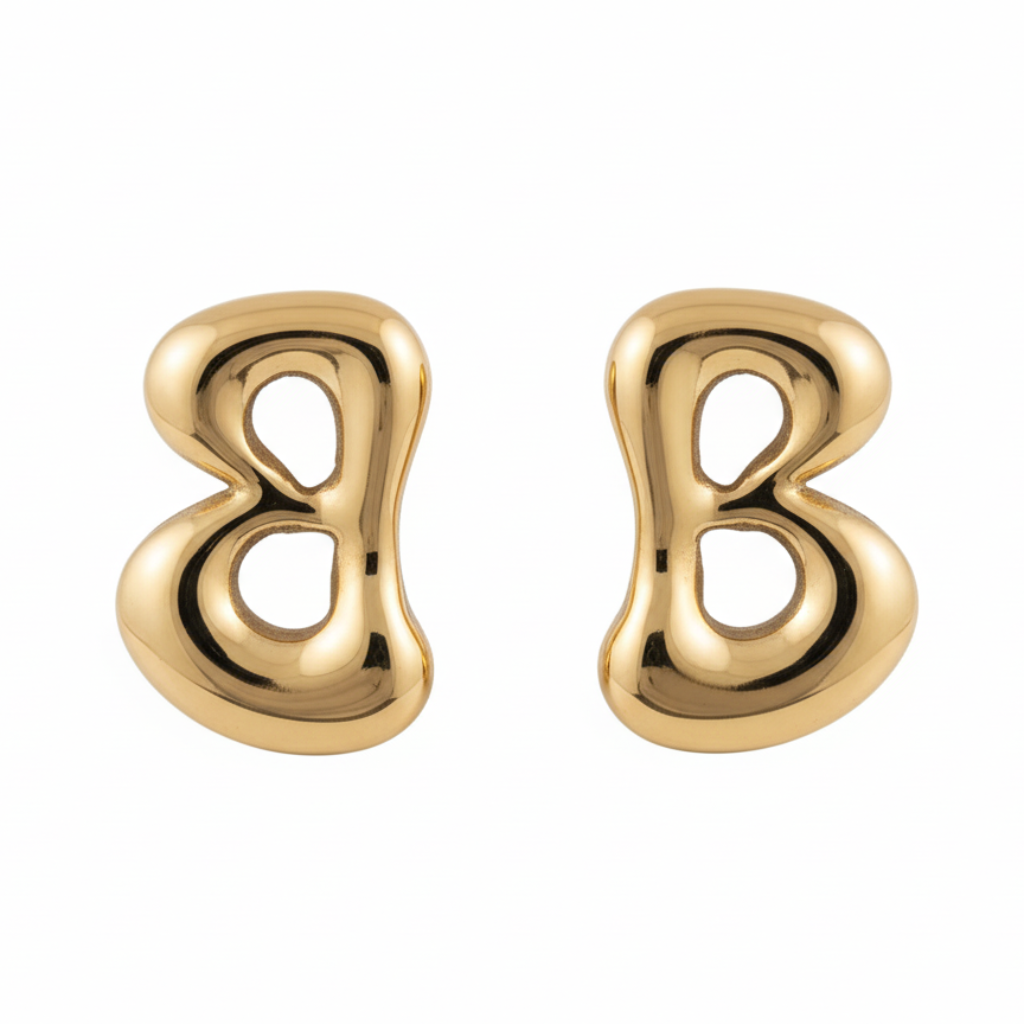 Golden Bold B Earrings - B358