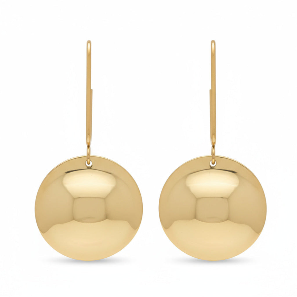 Golden Disc Drop Earrings - B322
