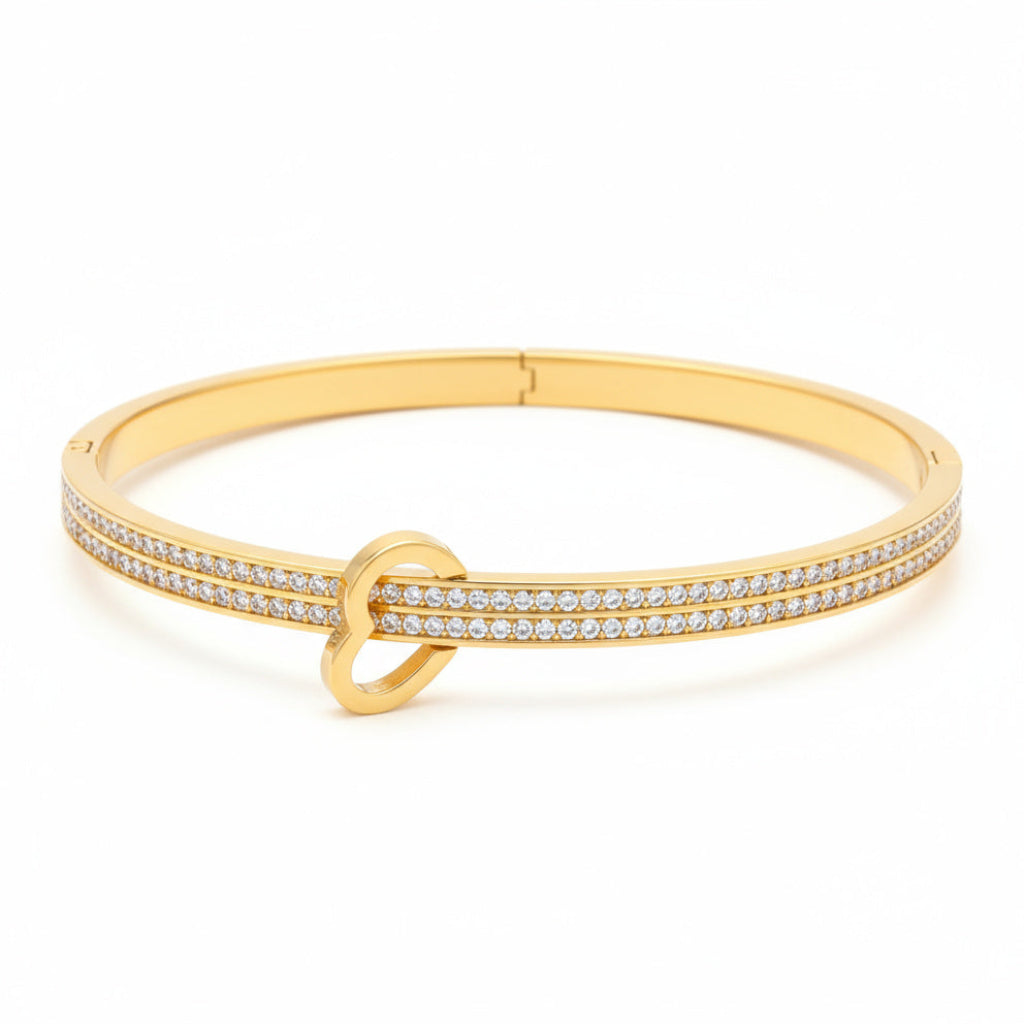 Golden Heart Stone Line Bracelet - B022