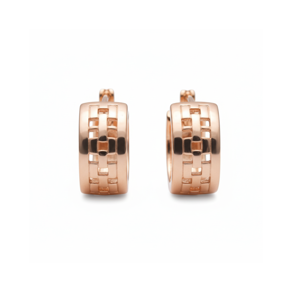Golden Lattice Hoop Earrings - B369