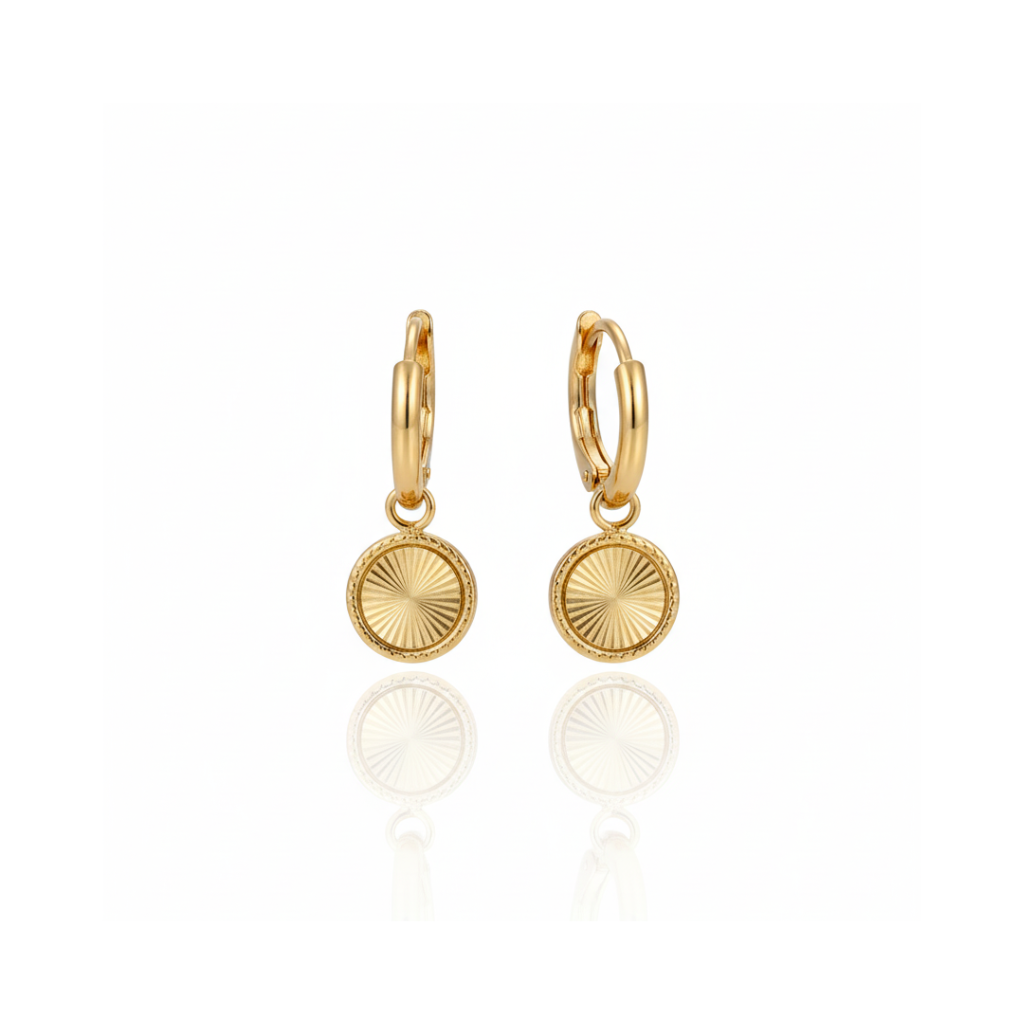 Golden Medallion Drop Earrings - B362