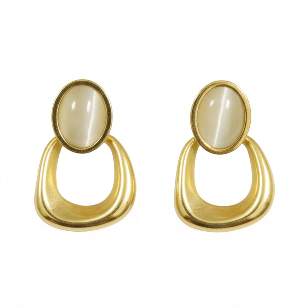 Golden Oval Drop Earrings - B310