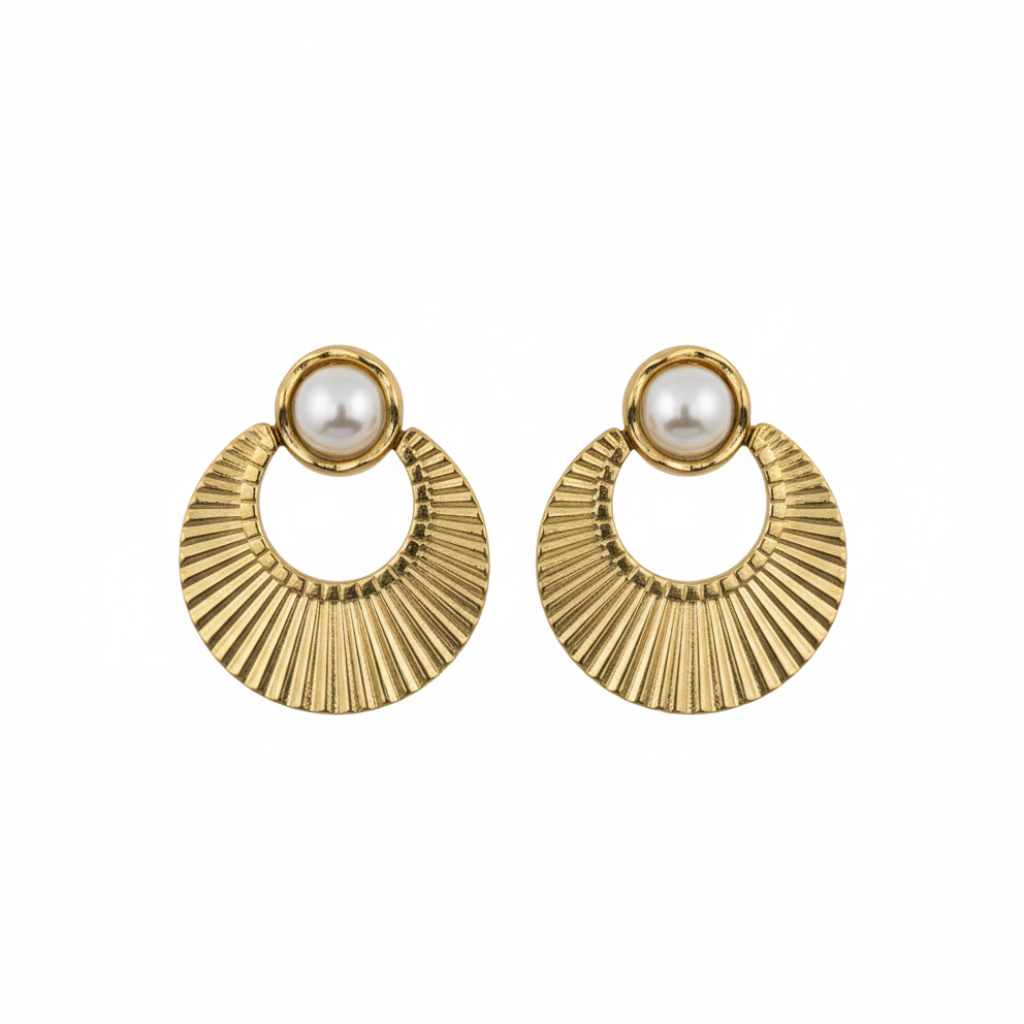 Golden Pearl Radiance Earrings - B393