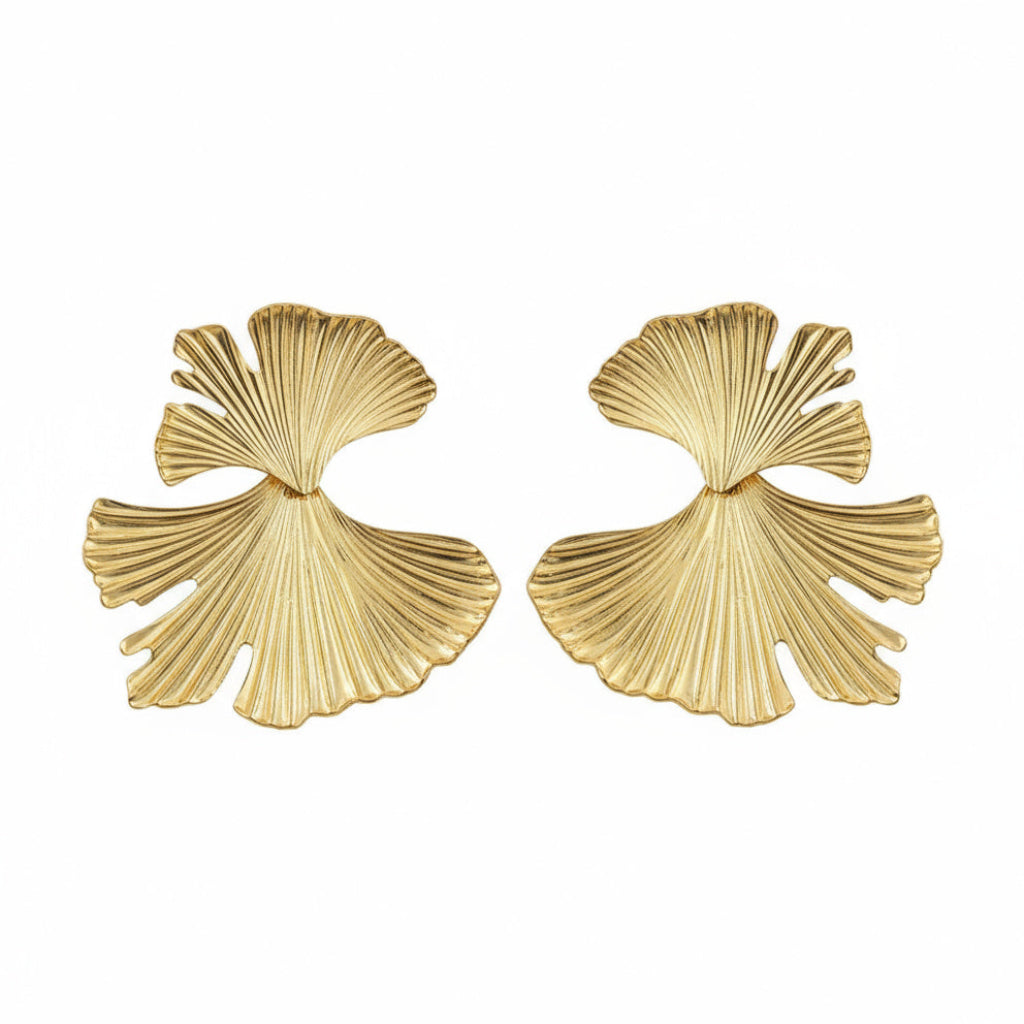 Golden Petal Bloom Earrings - B385