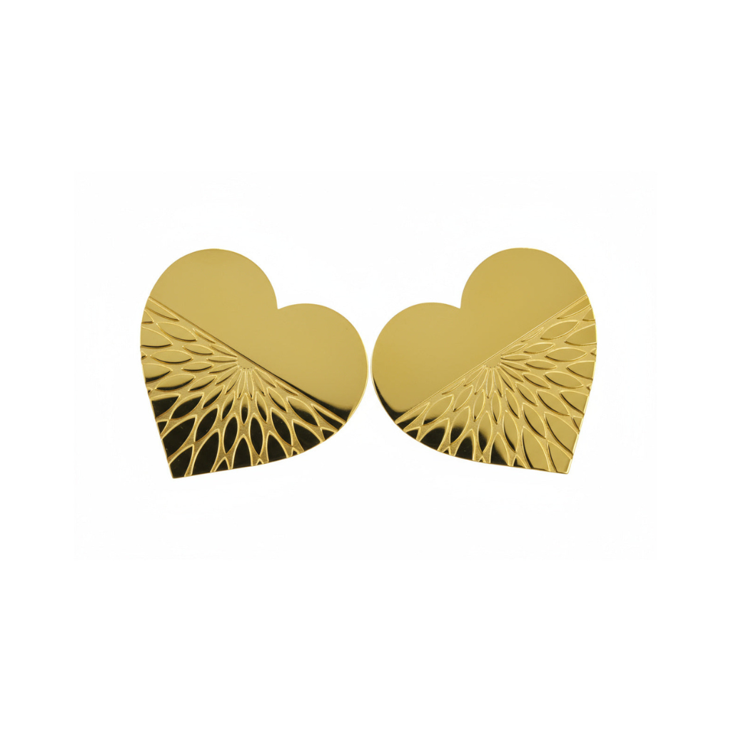 Golden Radiant Heart Earrings - B408