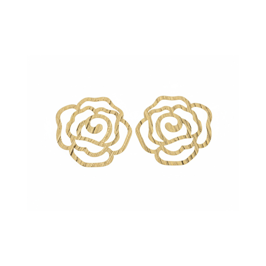 Golden Rose Outline Earrings - B404