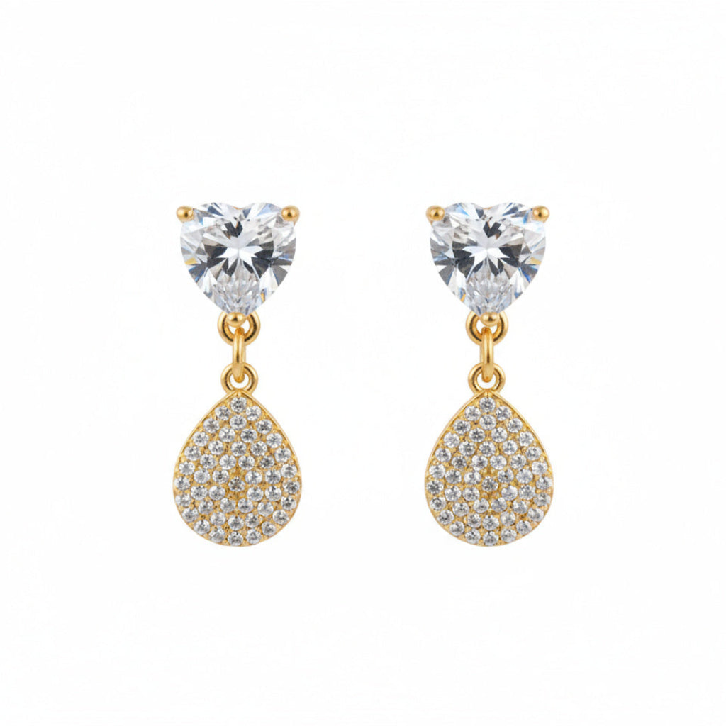 Golden Sparkle Teardrop Earrings - B314