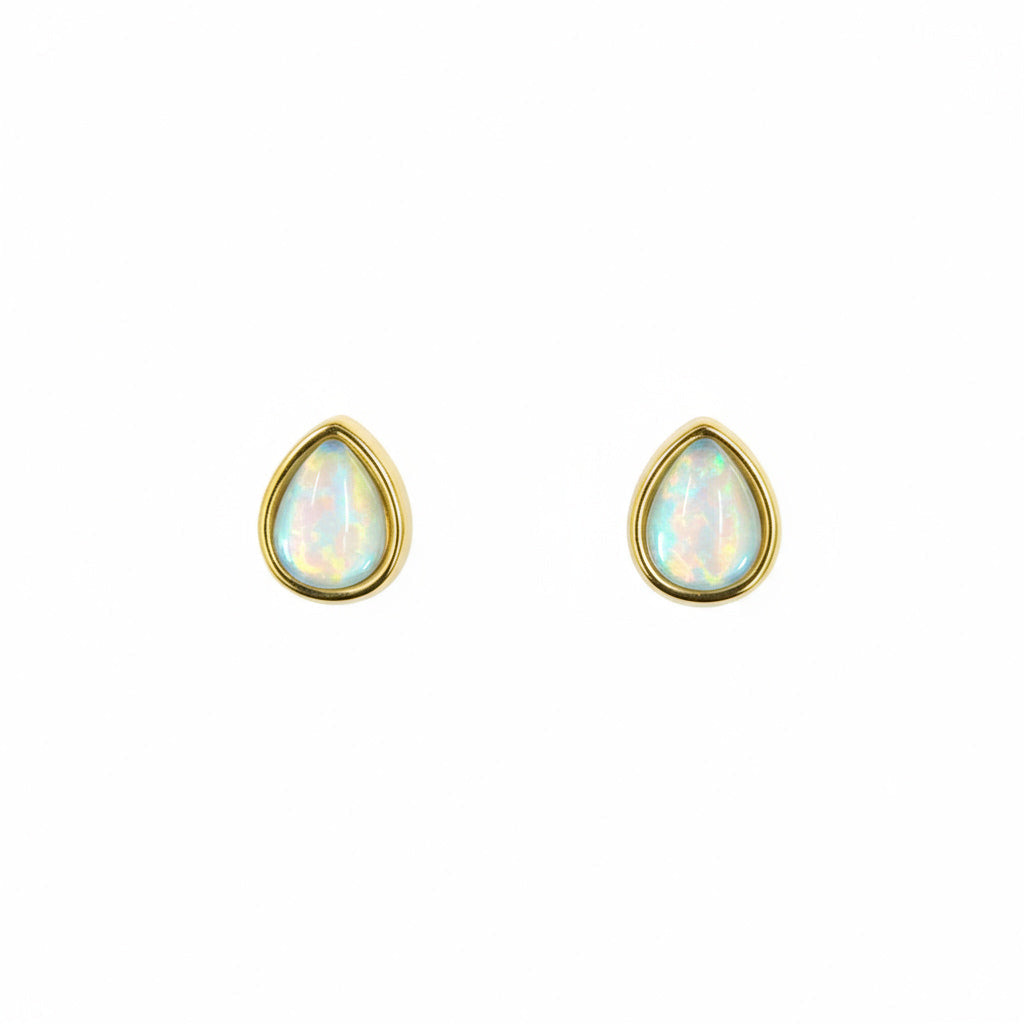 Golden Teardrop Stone Earrings - B311