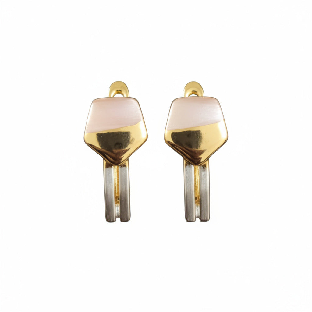 Golden Two-Tone Drop Earrings - B303