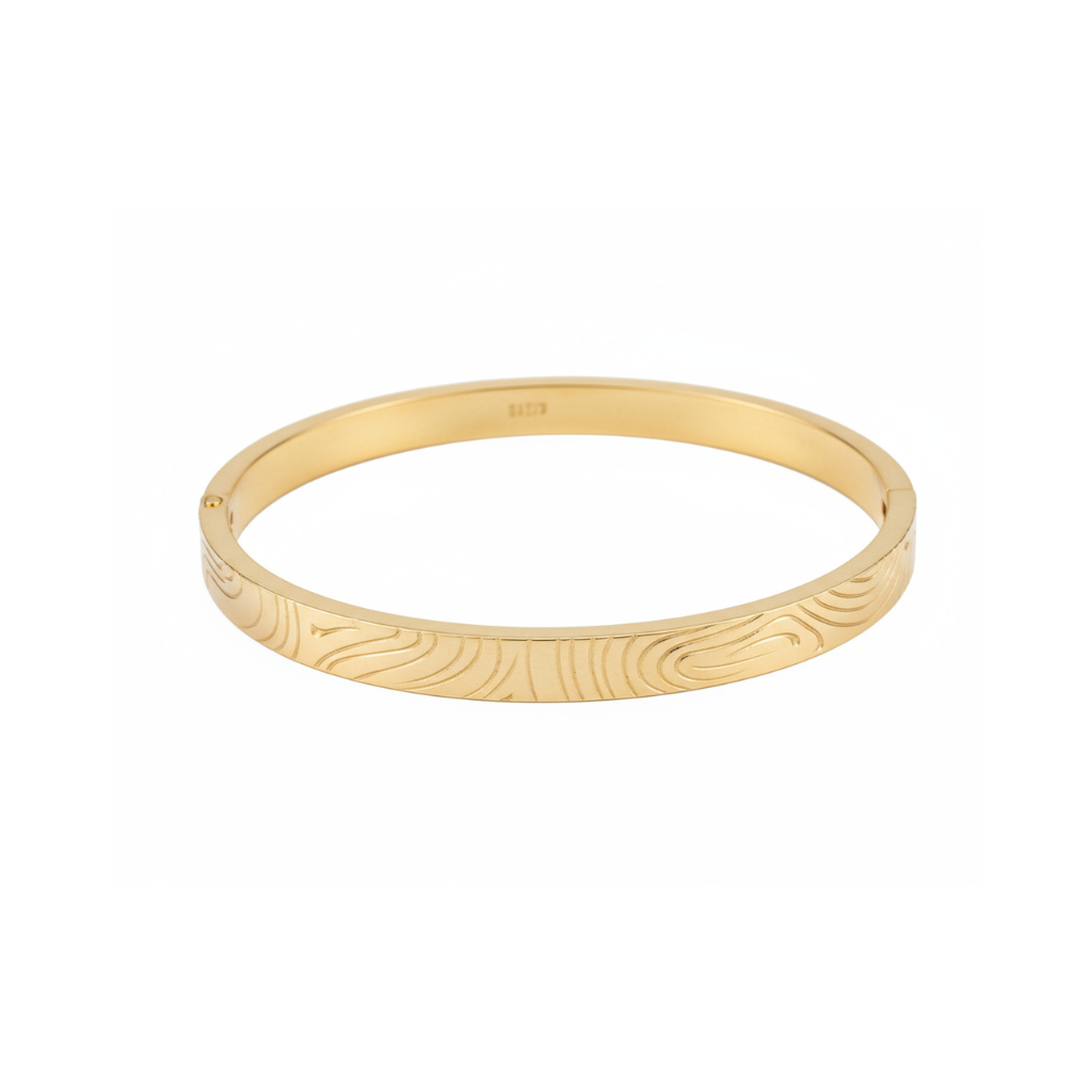 Golden Wave Pattern Bracelet - B028