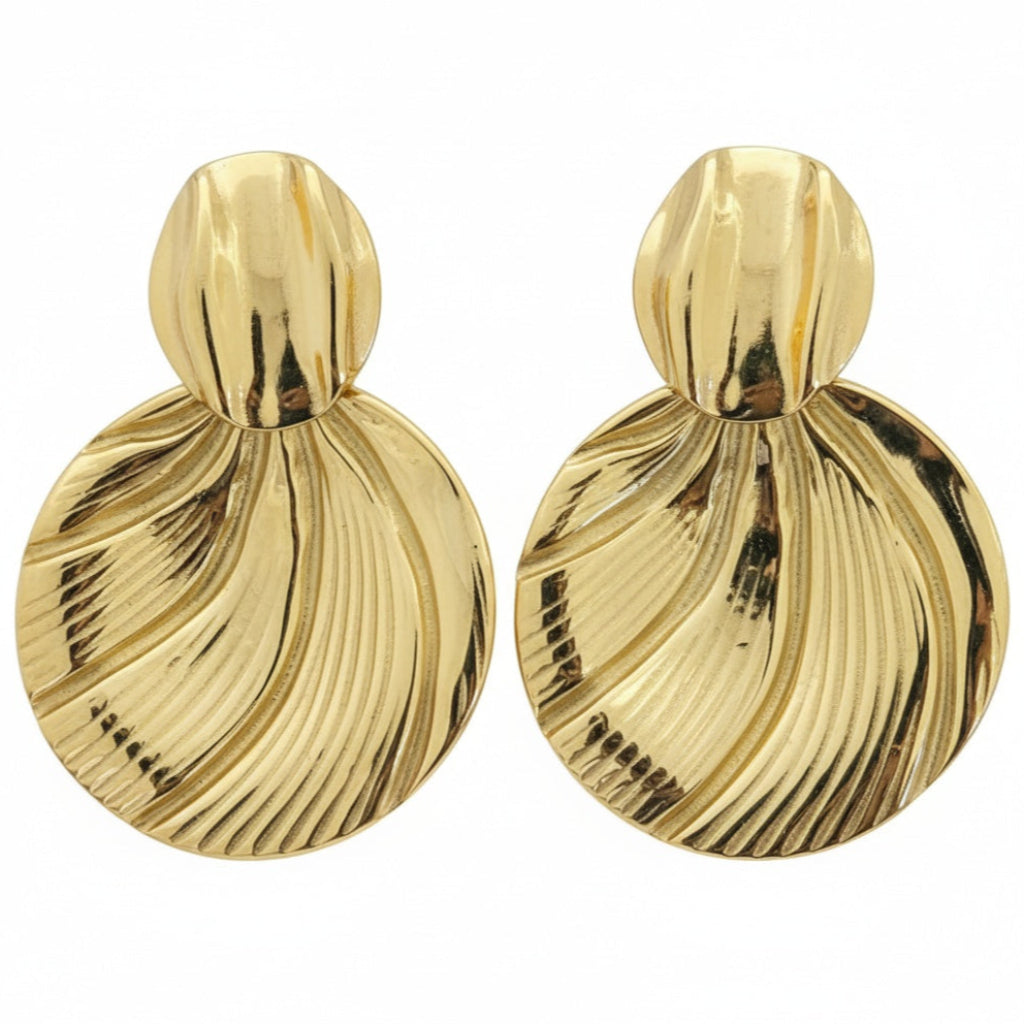 Golden Wave Statement Earrings - B382