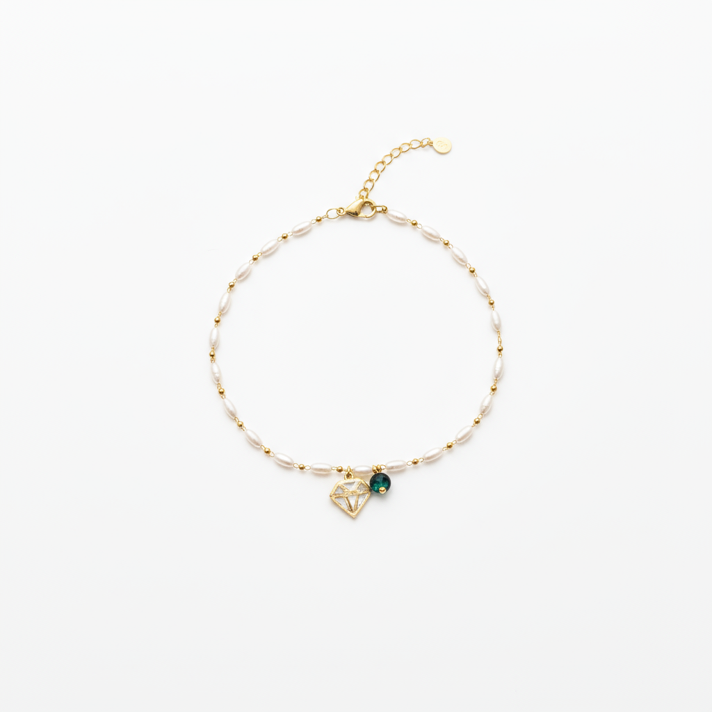 Pearl Harmony Geometric Charm Bracelet - B496