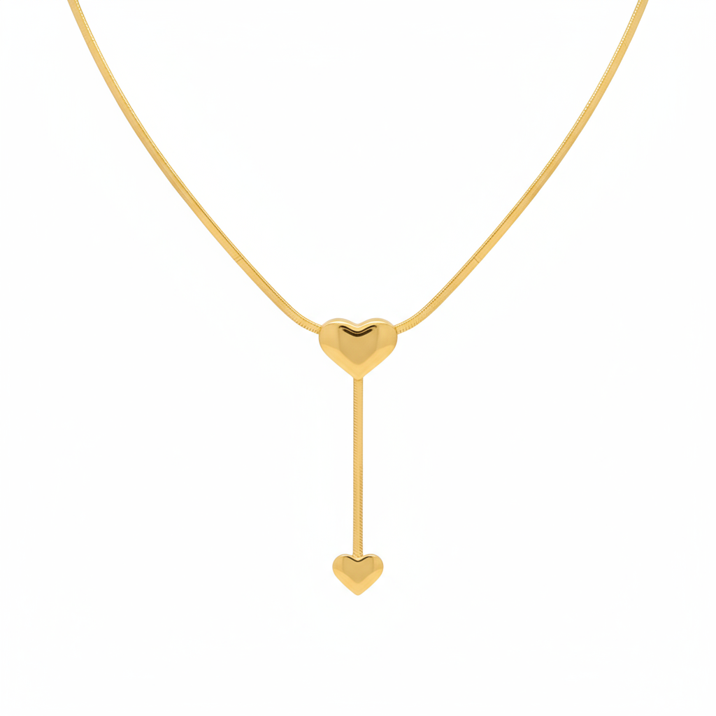 Heart Drop Gold Necklace - B556