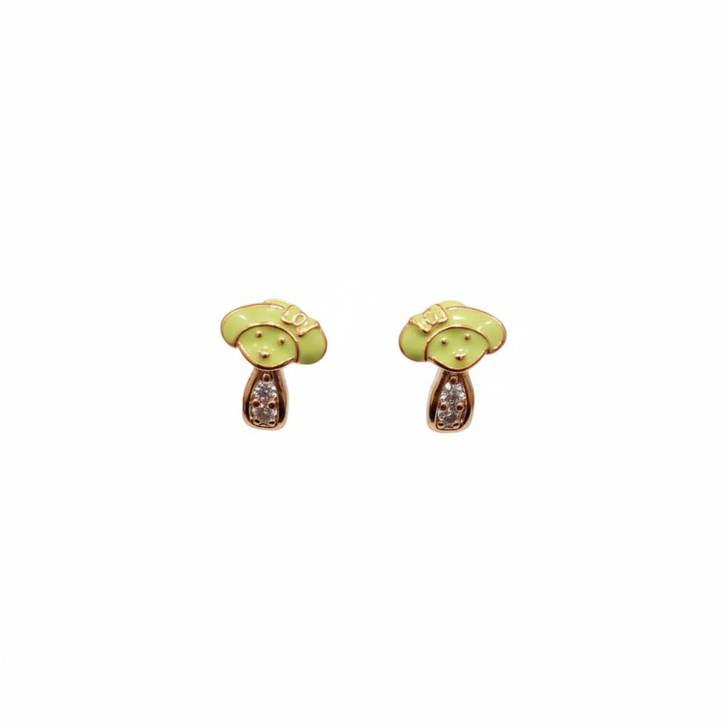 Joyful Mushroom Enamel Stud Earrings- B674