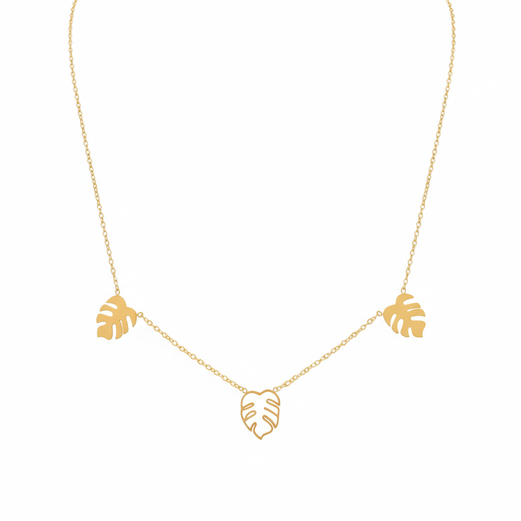 Leaf Charm Gold Necklace - B561
