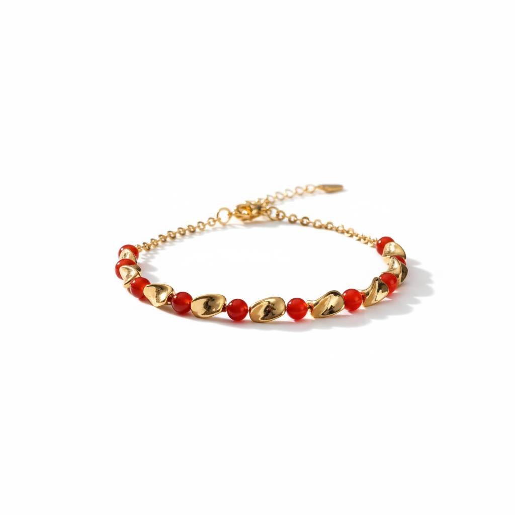 Crimson Glow Beaded Bracelet - B504