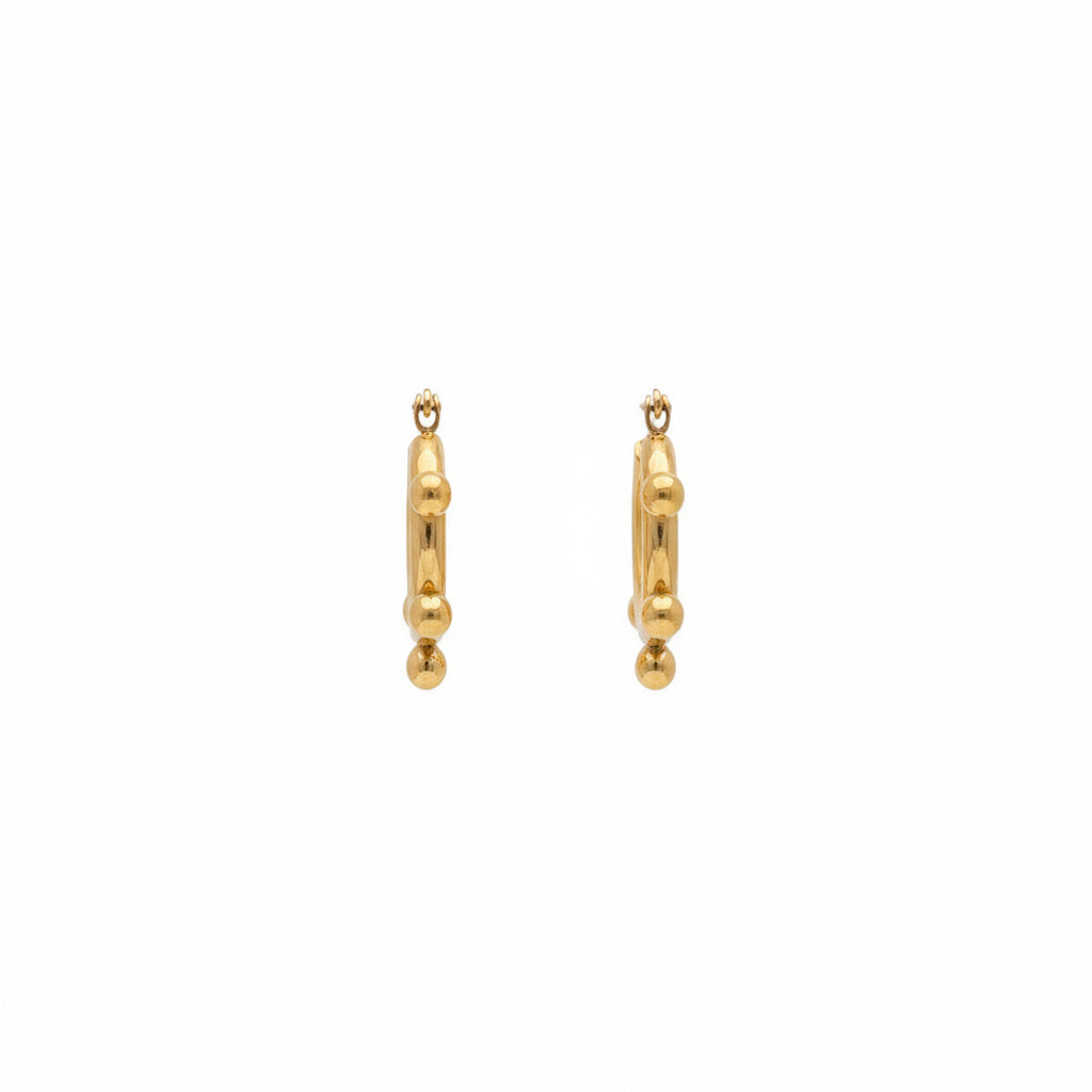 Orb Accented Gold Hoop Earrings -B667