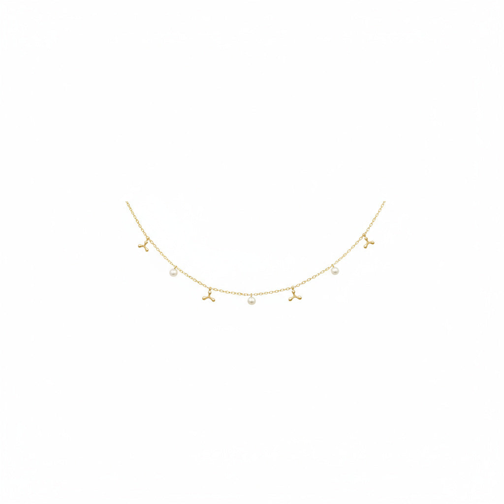 Pearl Drop Gold Necklace - B564