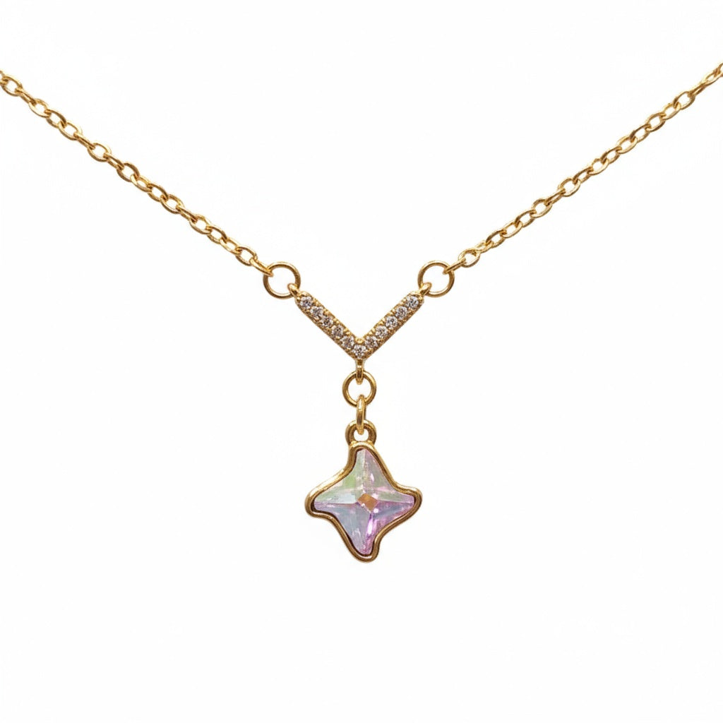 Rainbow Star Gold Necklace - B577