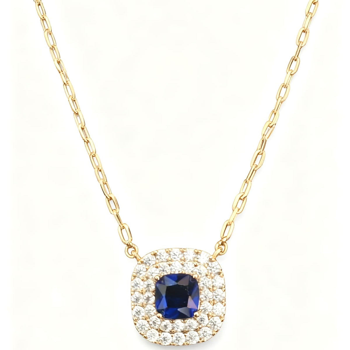 Royal Sapphire Halo Necklace - B256