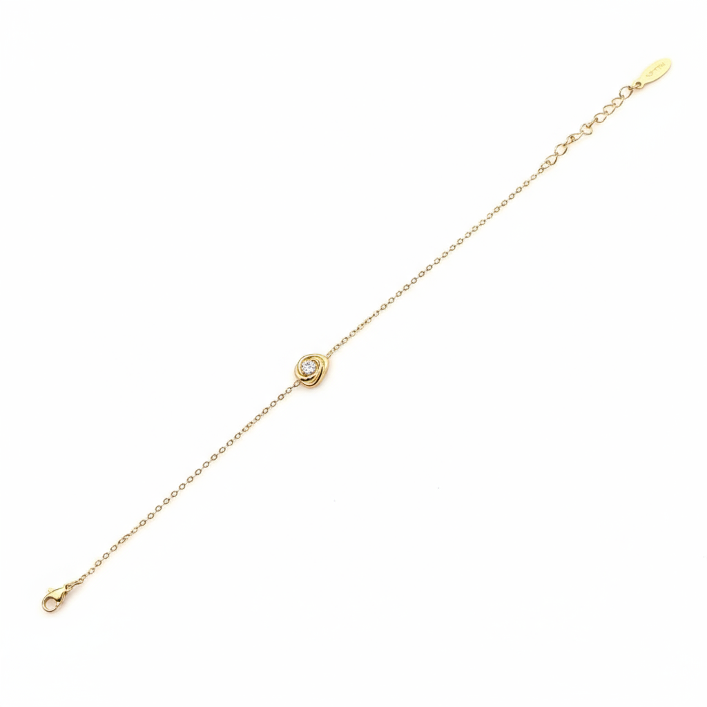 Golden Crystal Heart Bracelet - B493