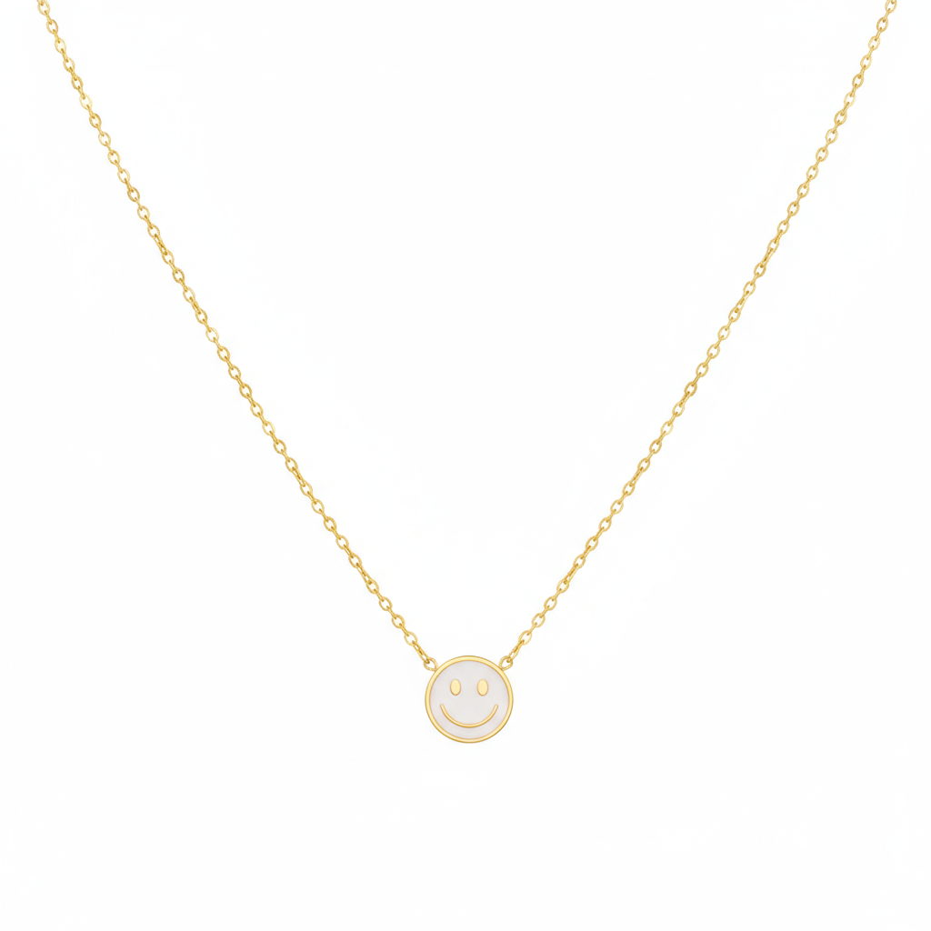 Smiley Face Gold Necklace - B559