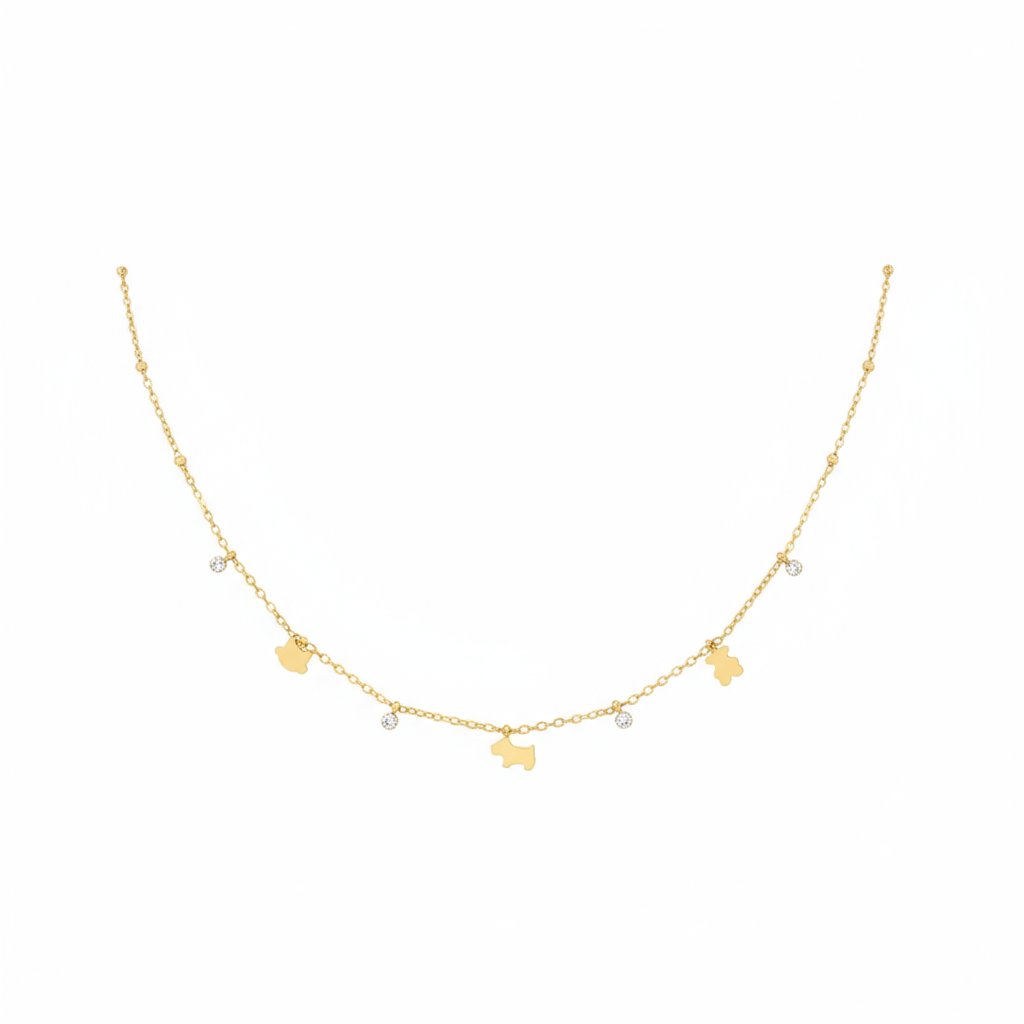 Teddy Charm Gold Necklace - B560