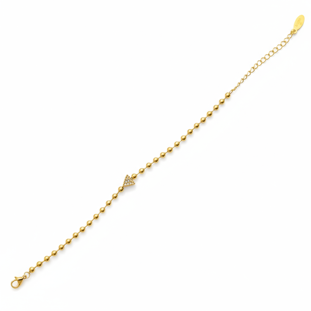 Golden Beaded Crystal Charm Bracelet - B492